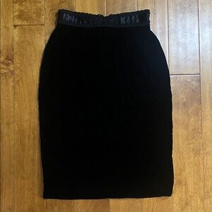 Vintage Scott McClintock Black Velvet Pencil MIDI Skirt 12 Whimsigoth Formal